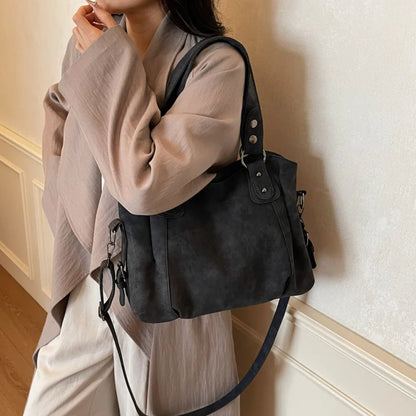 Large Suede Shoulder Bag – Women's Luxury Commuter Tote