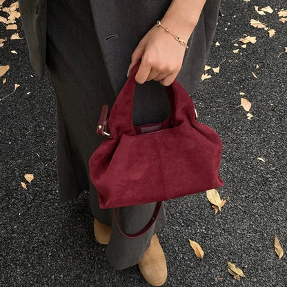 Designer Frosted Mini Handbag Luxury Women's Faux Suede Top-Handle Bags