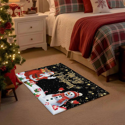 Christmas Doormat – Santa & Snowman Non-Slip Welcome Mat
