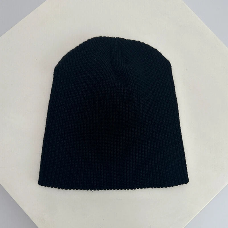 Gothic Knit Beanie – Y2K Dark Aesthetic Winter Hat