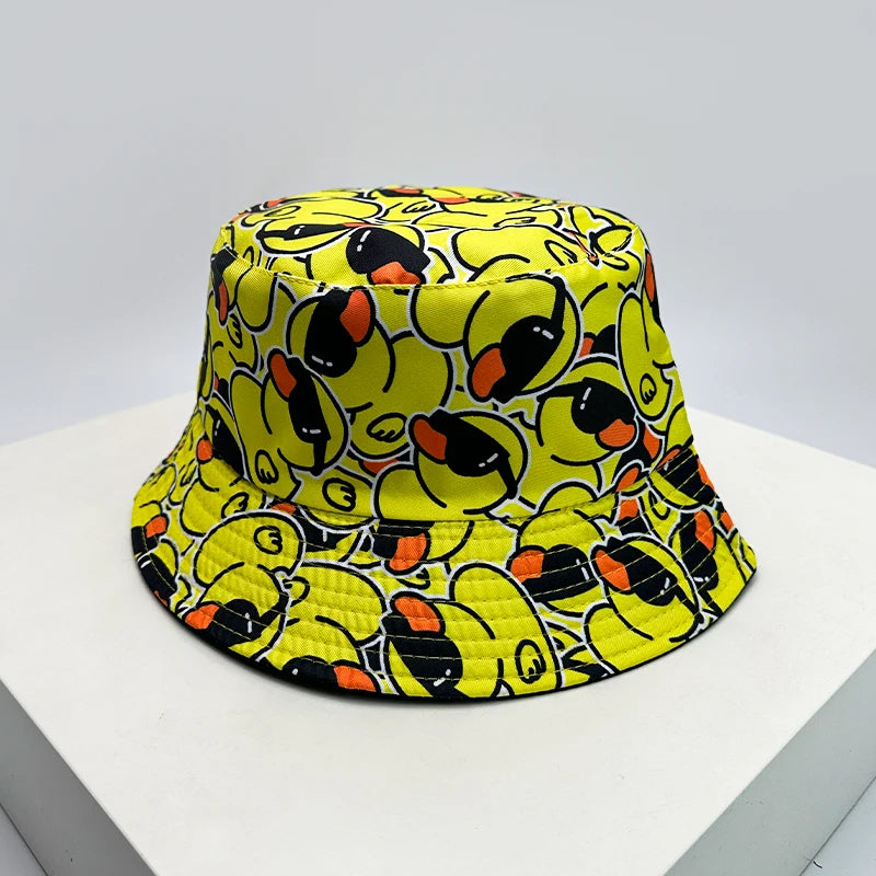 Duck Print Bucket Hat – Reversible Unisex Fisherman Cap