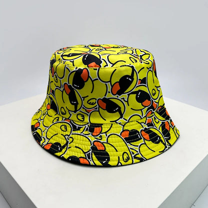 Duck Print Bucket Hat – Reversible Unisex Fisherman Cap