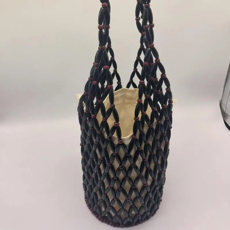 Summer Handmade Beaded Shoulder Bag Hollow-out Wooden