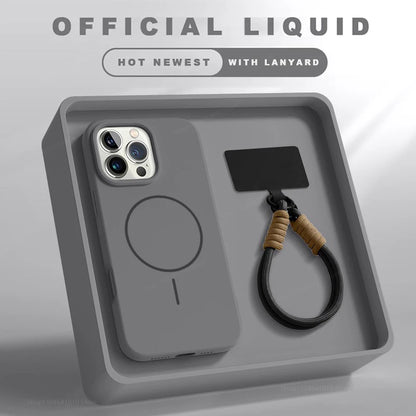 MagSafe Liquid Silicone iPhone Case with Wrist Lanyard
