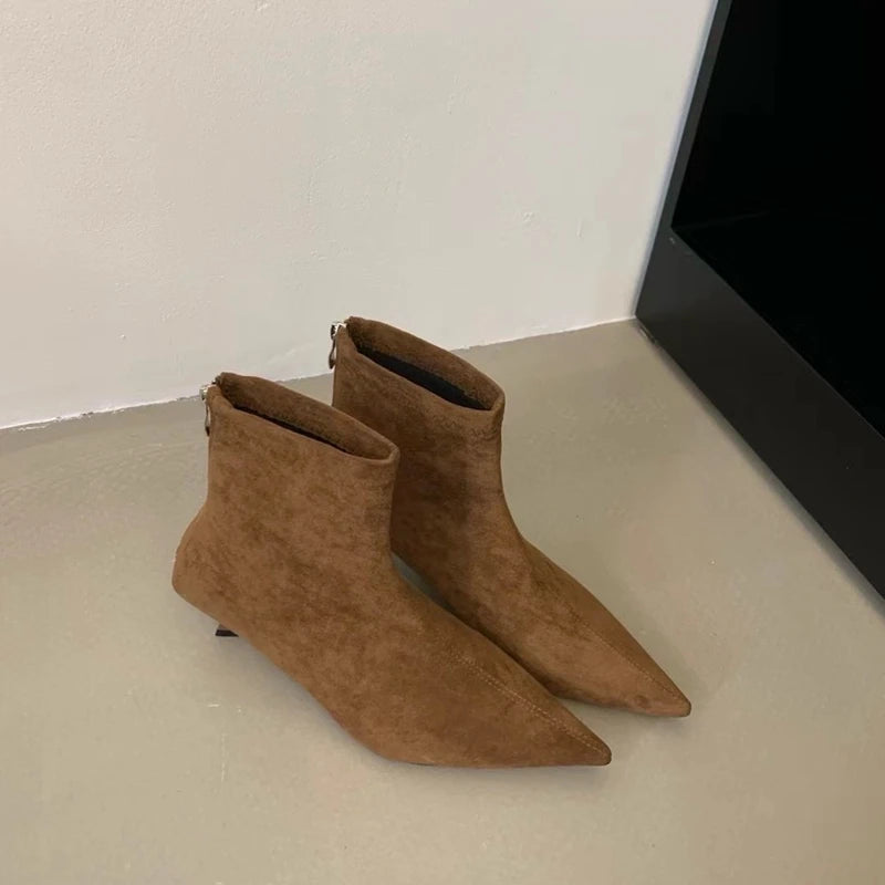 Women's Pointed Toe Ankle Boots – Slim Kitten Heel