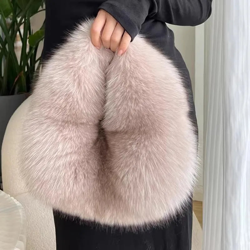 Fashion Soft Plush Half Moon Bags