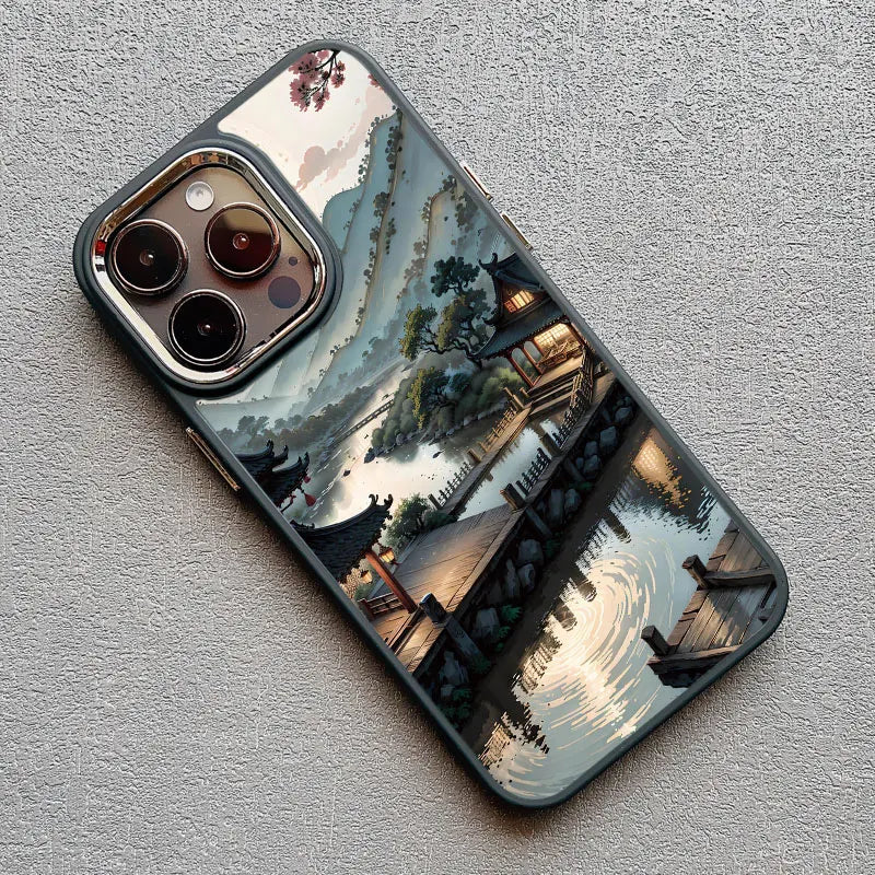 Mountain Peak Lake Vintage Silicone Phone Case