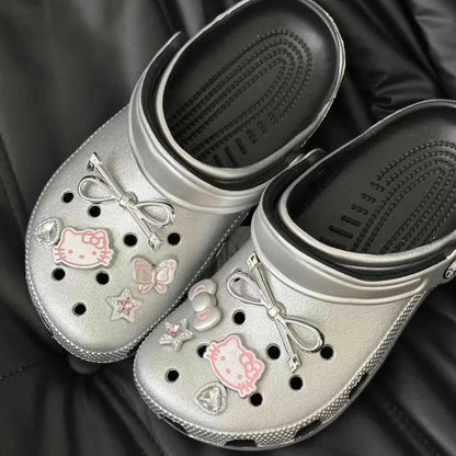 Hello Kitty Silvery Shoe Charms Set