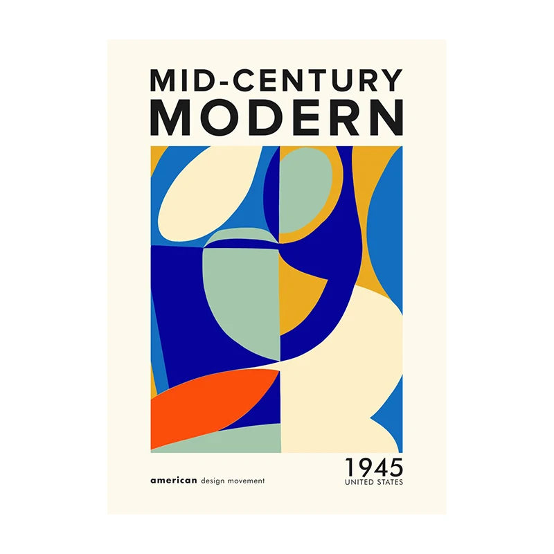 Mid-Century Modern Wall Art Poster – Retro Abstract Geometric Print