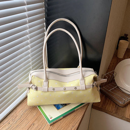 Polka Dot Top Handle Bag – Korean Style Contrast Color Crossbody