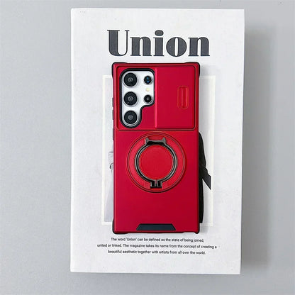Slide Camera Cover Magnetic Ring Stand Samsung Case