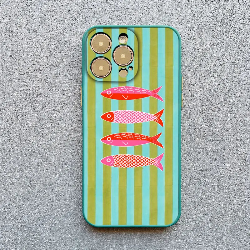Sardines Pattern Phone Case – Shockproof Cover for iPhone 17 16 15 14 13 12 11 X