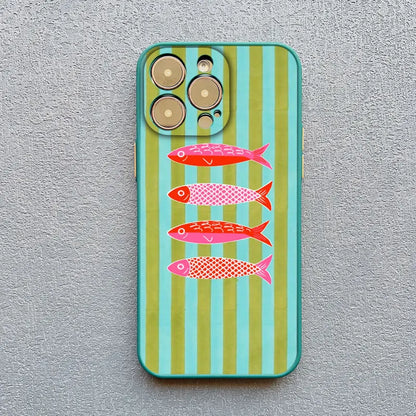 Sardines Pattern Phone Case – Shockproof Cover for iPhone 17 16 15 14 13 12 11 X