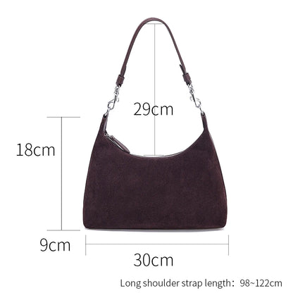 Retro Genuine Leather Suede Handbag Cowhide