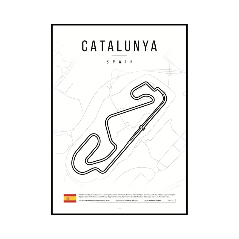 F1 Race Track Map Poster – Formula 1 Circuit Wall Art Print
