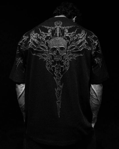 Oversized Gothic Skull T-Shirt – Y2K Harajuku Streetwear Tee