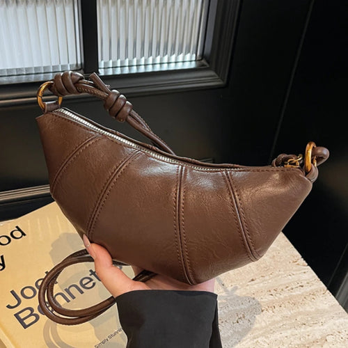 Retro Trend Solid Color Splicing Leather Shoulder Bag
