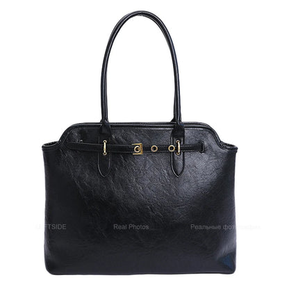 Big PU Leather Short Handle Shoulder Bag