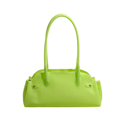 PVC Shoulder Bag for Women – Solid Color Mini Tote Handbag