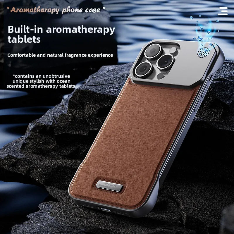 Magnetic PU Leather Aromatherapy Case for iPhone 17 Pro Max