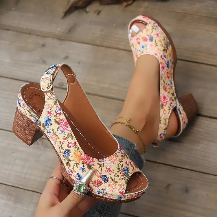 Chunky Heel Sandals for Women – Retro Wedge Dress Party Shoes