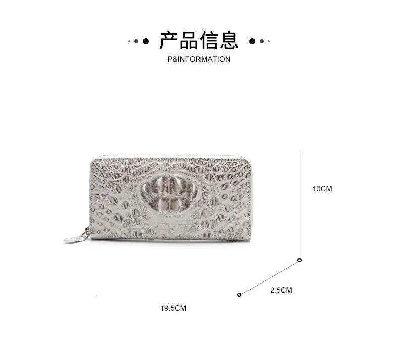 Genuine Crocodile Leather Long Wallet for Women