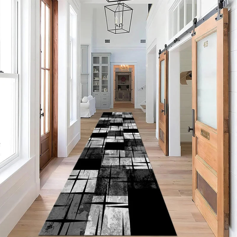 Abstract Geometric Runner Rug – Non-Slip Hallway & Living Room Carpet