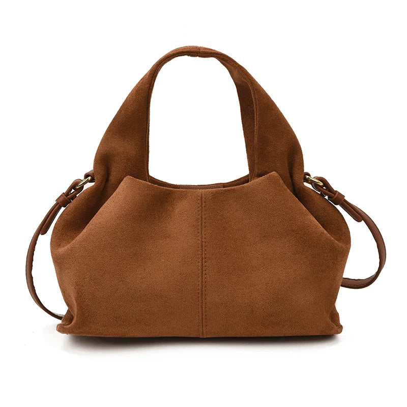 Designer Frosted Mini Handbag Luxury Women's Faux Suede Top-Handle Bags