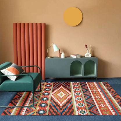 Bohemian Area Rug – Soft Non-Slip Ethnic Style Carpet, Machine Washable