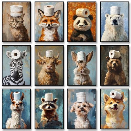 Watercolor Animal Wall Art Poster – Highland Cow, Fox, Cat & More