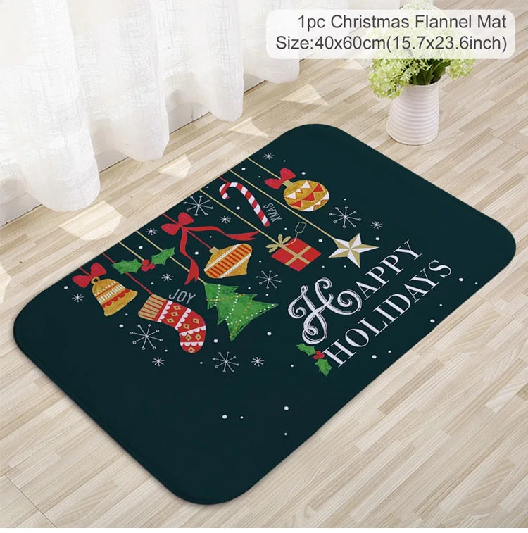 Santa Claus Christmas Doormat – Flannel Welcome Mat for Home