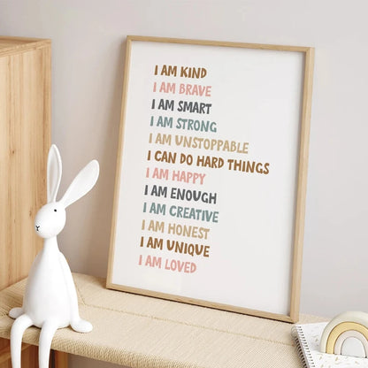 Positive Affirmations Kids Wall Art Print – Let's Play & Read