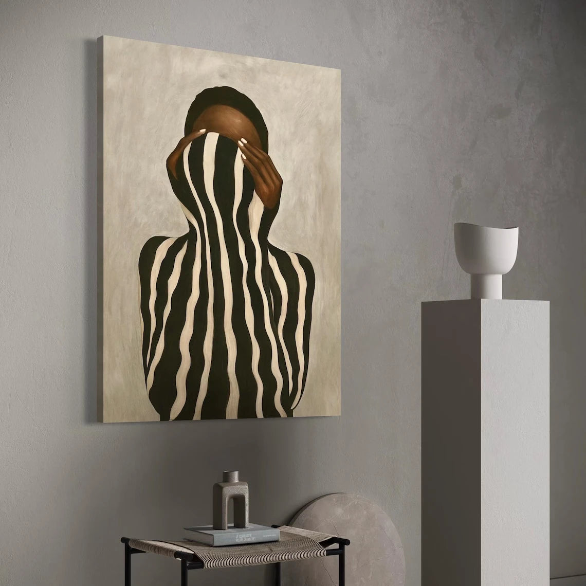 Abstract Black Woman Wall Art Print – Striped Figure Poster
