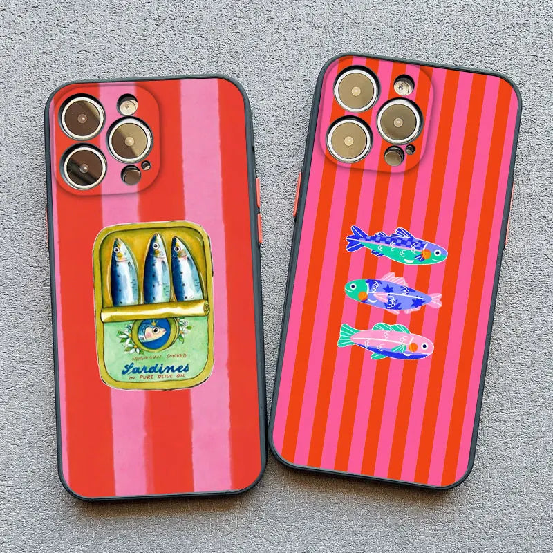 Sardines Pattern Phone Case – Shockproof Cover for iPhone 17 16 15 14 13 12 11 X