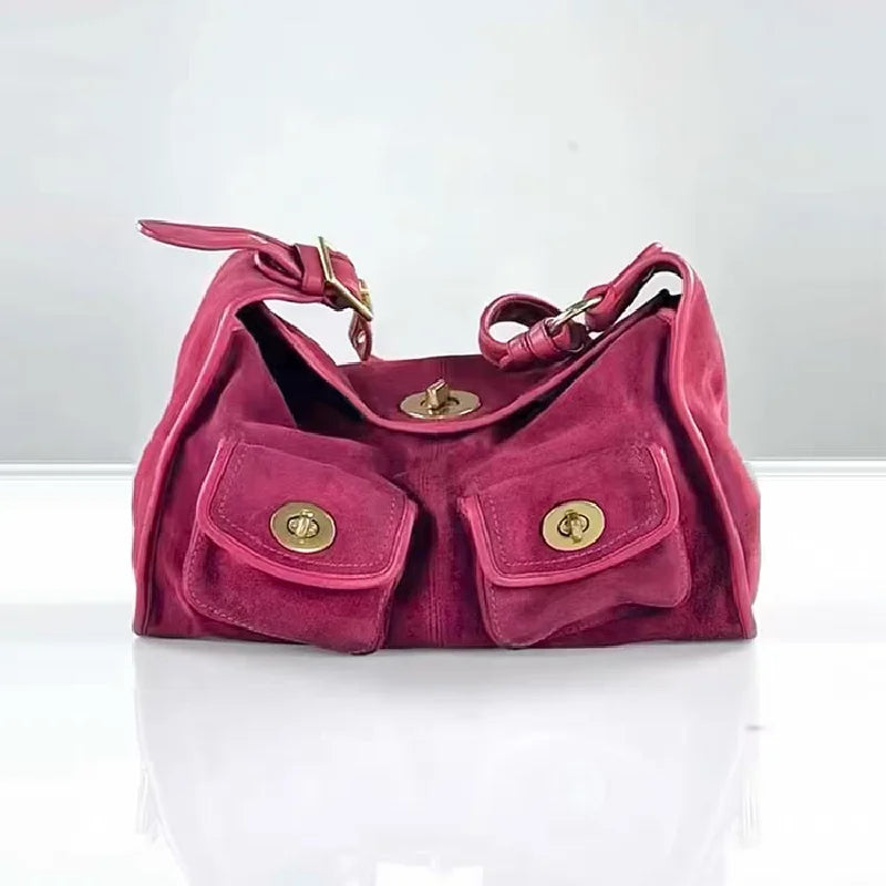 Suede Pillow Shoulder Bag – Large Capacity Crossbody