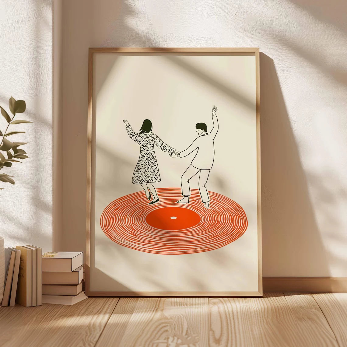 Dancing Couple Vinyl Record Poster – Retro Music Wall Art