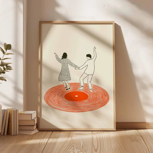 Dancing Couple Vinyl Record Poster – Retro Music Wall Art