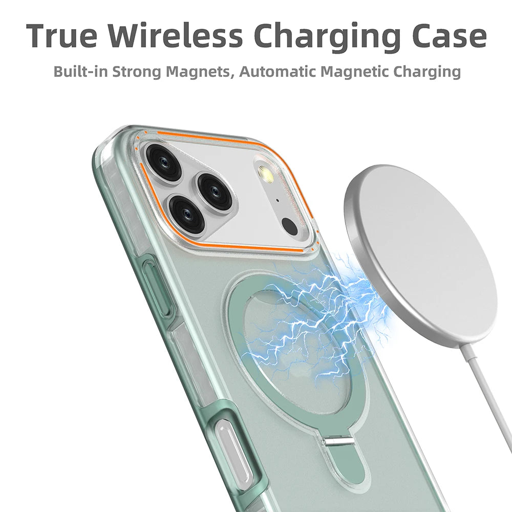 MagSafe Magnetic Ring Stand Matte Phone Case – iPhone 11 to 17 Series