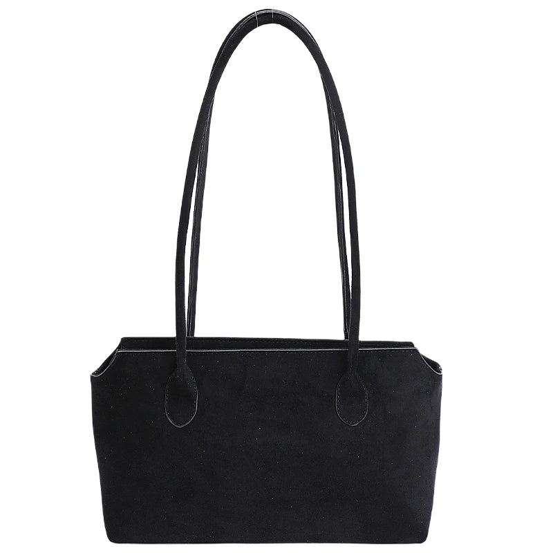 Women Faux Suede Shoulder Bag Retro Small Underarm Bags