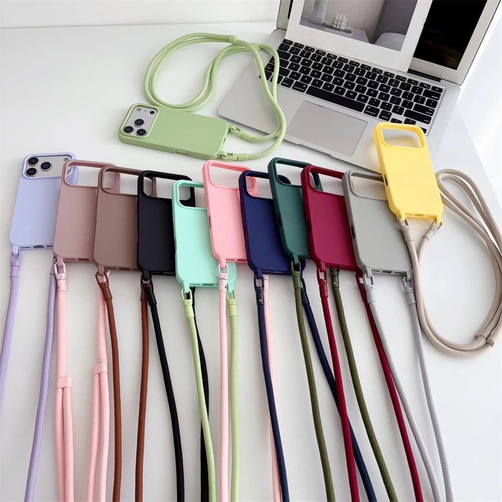 Crossbody Lanyard Silicone iPhone Case with Neck Cord Strap