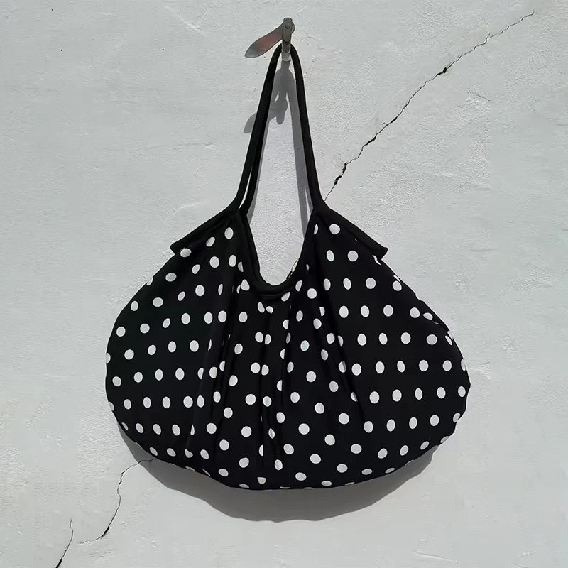 Minimalist Polka Dot Canvas Tote Bag