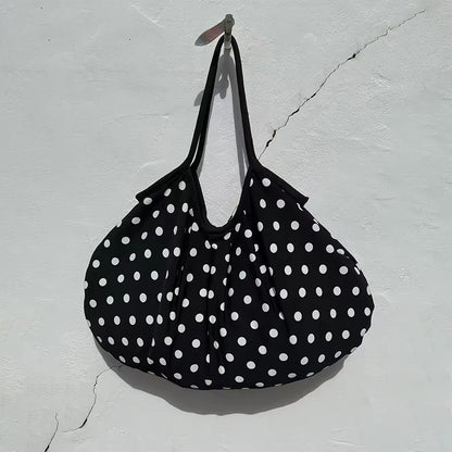 Minimalist Polka Dot Canvas Tote Bag