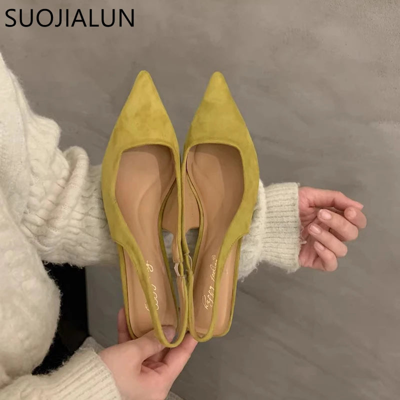 Women's Pointed-Toe Slingback Heels – Low Heel Dress Sandal
