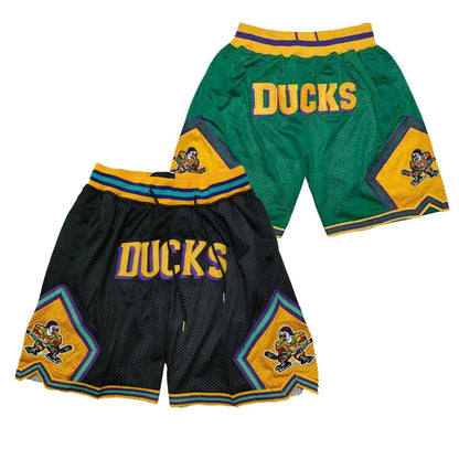 Mighty Ducks Basketball Shorts – Stitched Embroidery with Pockets