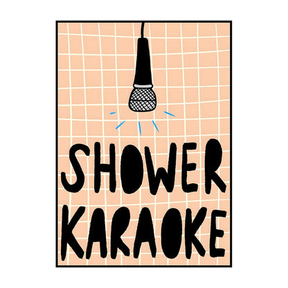 Shower Karaoke Admit One Poster – Funny Retro Bathroom Wall Art