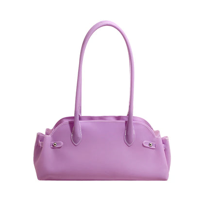 PVC Shoulder Bag for Women – Solid Color Mini Tote Handbag