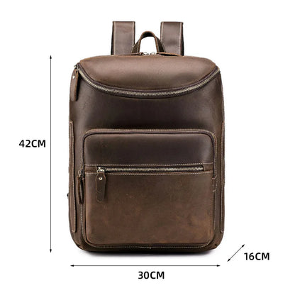 Genuine Leather Backpack – Men's Vintage 15.6" Laptop Bag