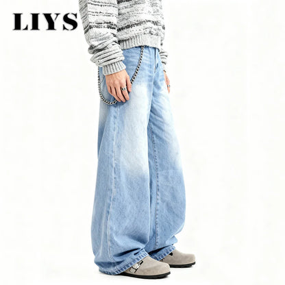 Y2K Baggy Wide Leg Jeans – Light Blue Retro Washed Denim