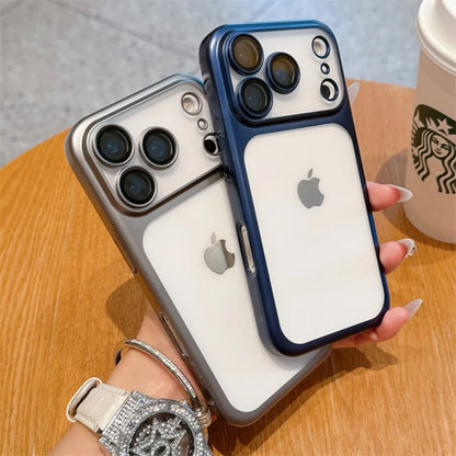 iPhone 17 Series Frosted Translucent Phone Case – Slim Cosmic Plating Cover