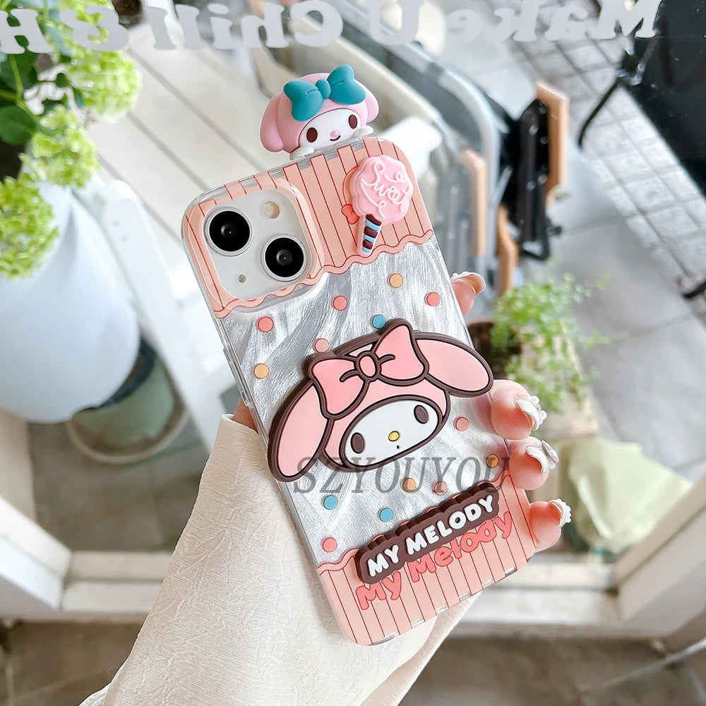 Cute Cartoon Samsung Case with 3D Doll – Cinnamoroll Kuromi Kitty Design